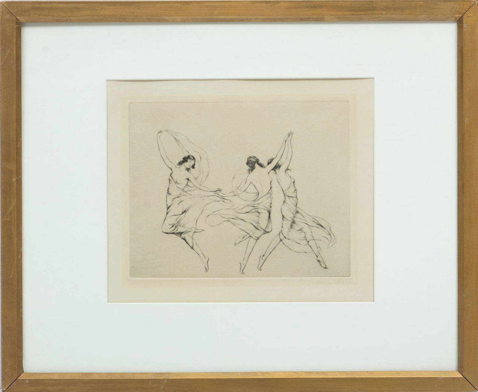 Warren Davis (American, 1865-1928) Etching On Paper, Three Muses, H 7.75'' W 9.75'' (1 of 4)