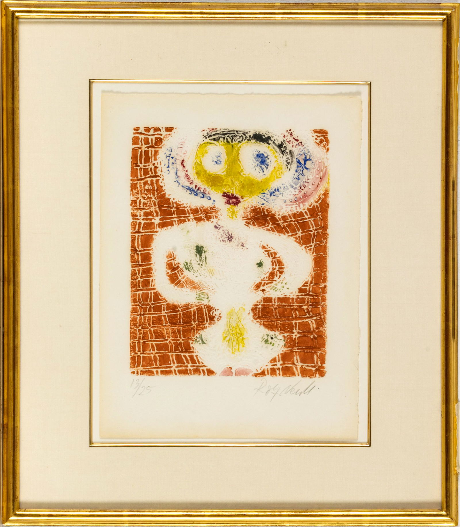 Rolf Nesch (German, 1893-1975) Metal Print In Colors On Wove Paper, Influence In Women, H 9.25'' W: Rolf Nesch (German, 1893-1975) Metal Print In Colors On Wove Paper, Influence In Women, H 9.25'' W 7.25'' | Signed in pencil and numbered 13/25, with full margins. Sheet Size H 12.75" W 9.75" Frame Me