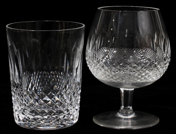 WATERFORD CRYSTAL SNIFTERS & GLASSES ELEVEN: WATERFORD CRYSTAL BRANDY SNIFTERS & DOUBLE OLD FASHIONED GLASSES, INCLUDING 'COLLEEN', ELEVEN:Including 4 brandy snifters, H. 5 1/4", and 5 old fashioned glasses, H. 4 1/2". The double old fashioned g