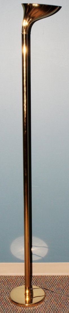 BRASS SHELL FORM FLOOR LAMP 75": BRASS SHELL FORM FLOOR LAMP, H 75":