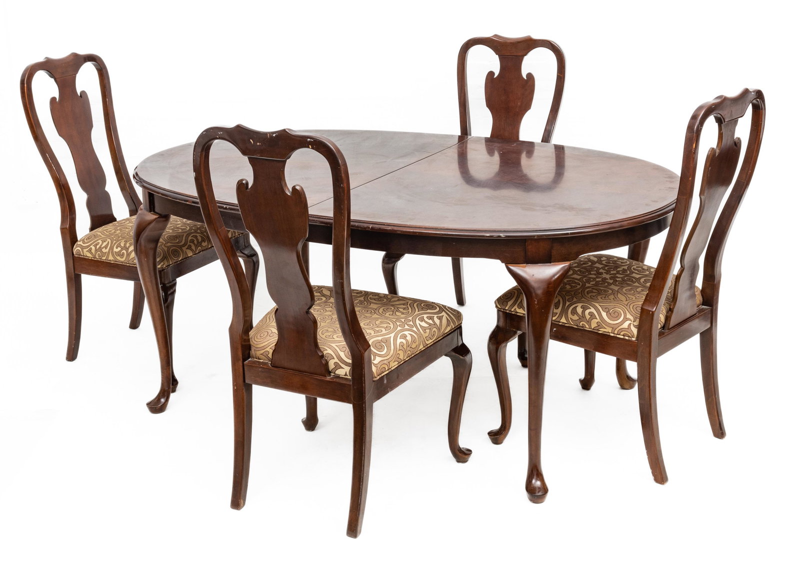 American Queen Anne Style Cherry Wood Table & Chairs, H 30'' W 44'' L 68'' 5 pcs (1 of 8)