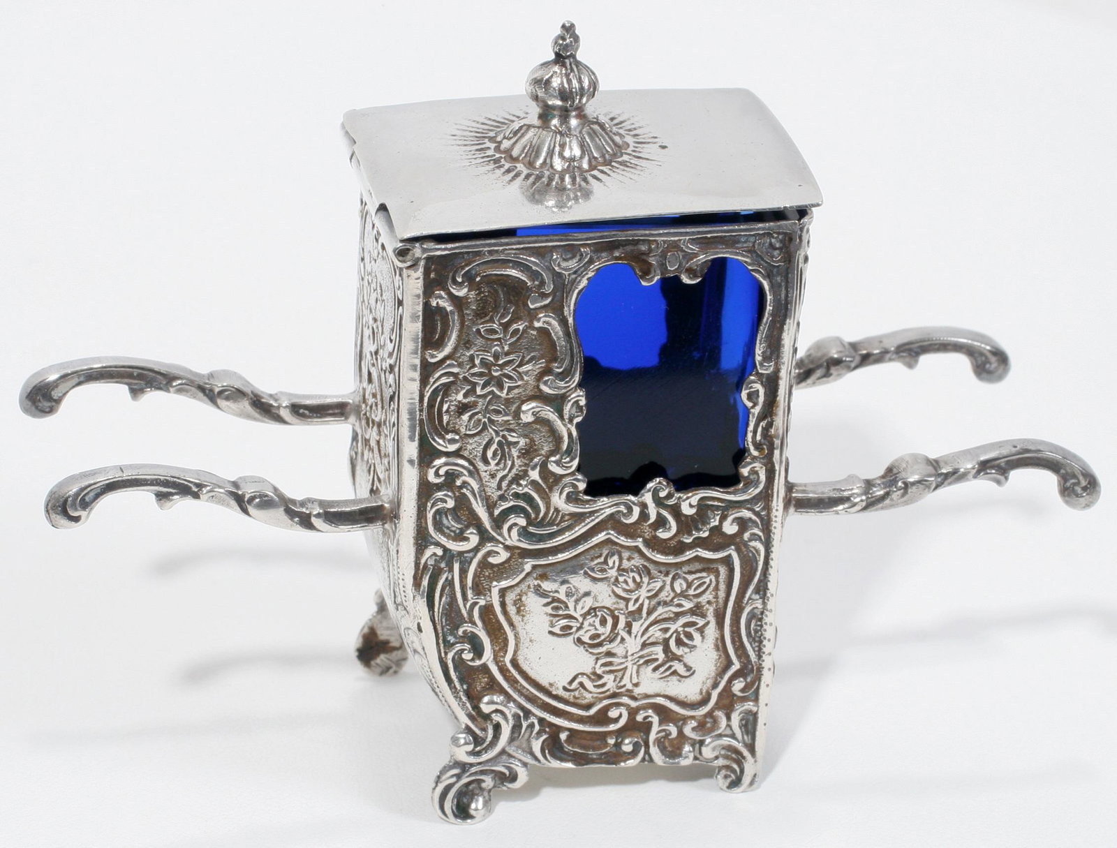 Viennese Silver Sedan Chair Style Open Salt Ca. 1900, H 2.2'' L 3.4'' 1.5t oz (1 of 1)