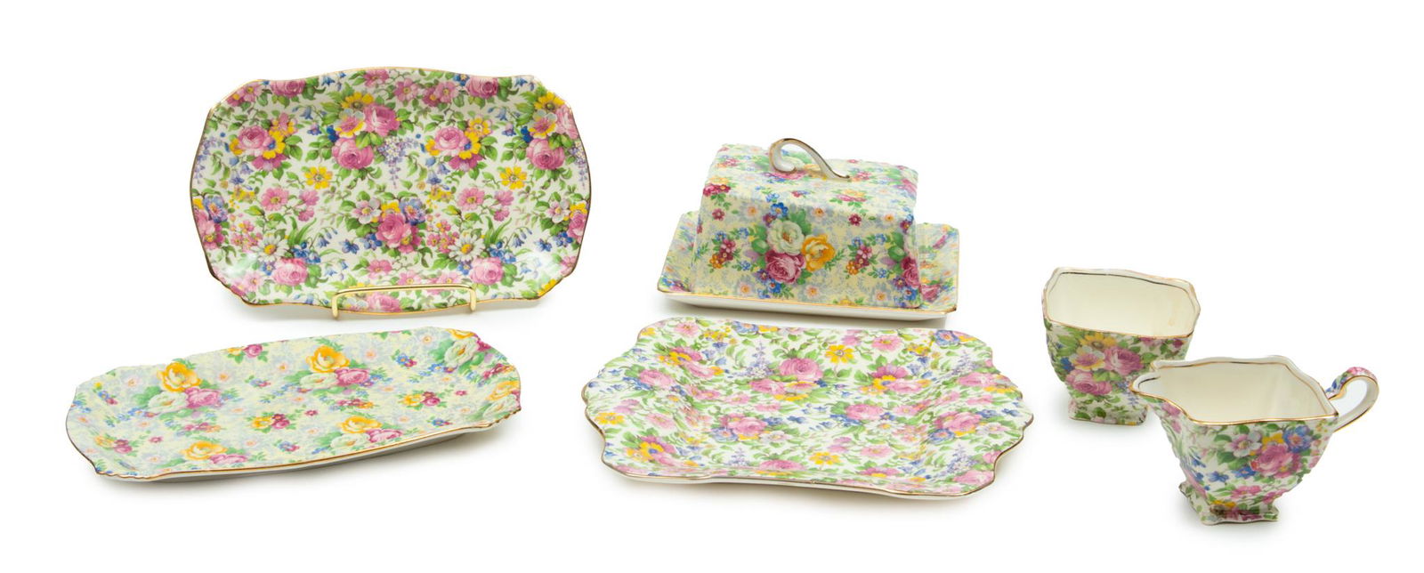 Grimwades, Nelsonware & Royal Winton Paisley Covered Butter Dish, Creamer, Sugar, Trays 7 pcs (1 of 5)