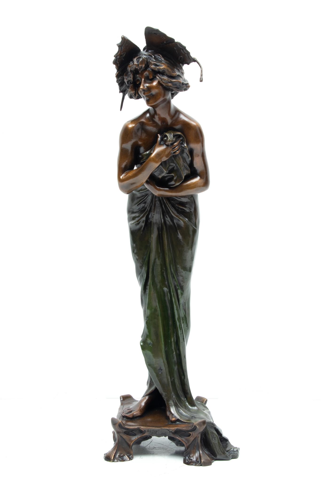 After Lucien Charles Edouard Alliot (French, 1877-1967) Bronze Sculpture Phalene, H 27.5'' W 8'' (1 of 5)