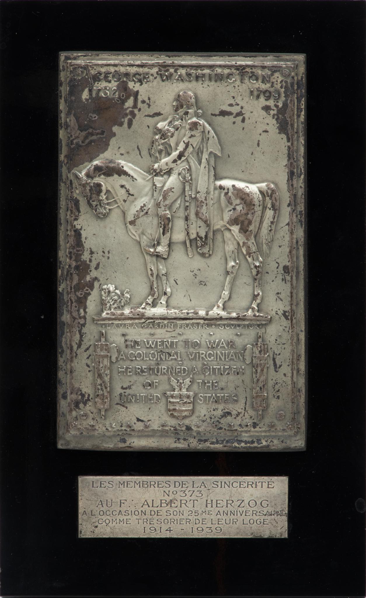 Laura Gardin Fraser (American, 1889-1966) Silver Plated Bronze Plaque, George Washington, H 9.75'' W (1 of 4)