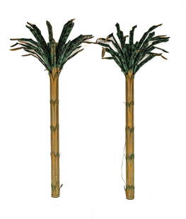 Niermann Weeks (Maryland, Est. 1978) 'Palm Tree' Tole Floor Lamps, H 90'' W 40'' Depth 23'' 1 Pair: Niermann Weeks (Maryland, Est. 1978) 'Palm Tree' Tole Floor Lamps, H 90'' W 40'' Depth 23'' 1 Pair | The pair are comprised of painted tin metal. Electrified.