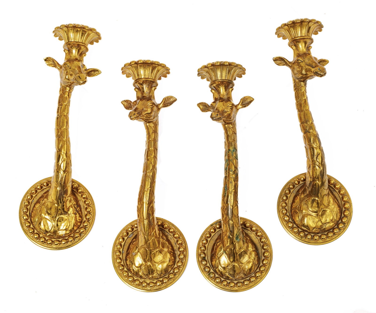 Brass Set Of Four Italian Giraffe-Form Sconces, H 12.5'' 4 pcs (1 of 4)