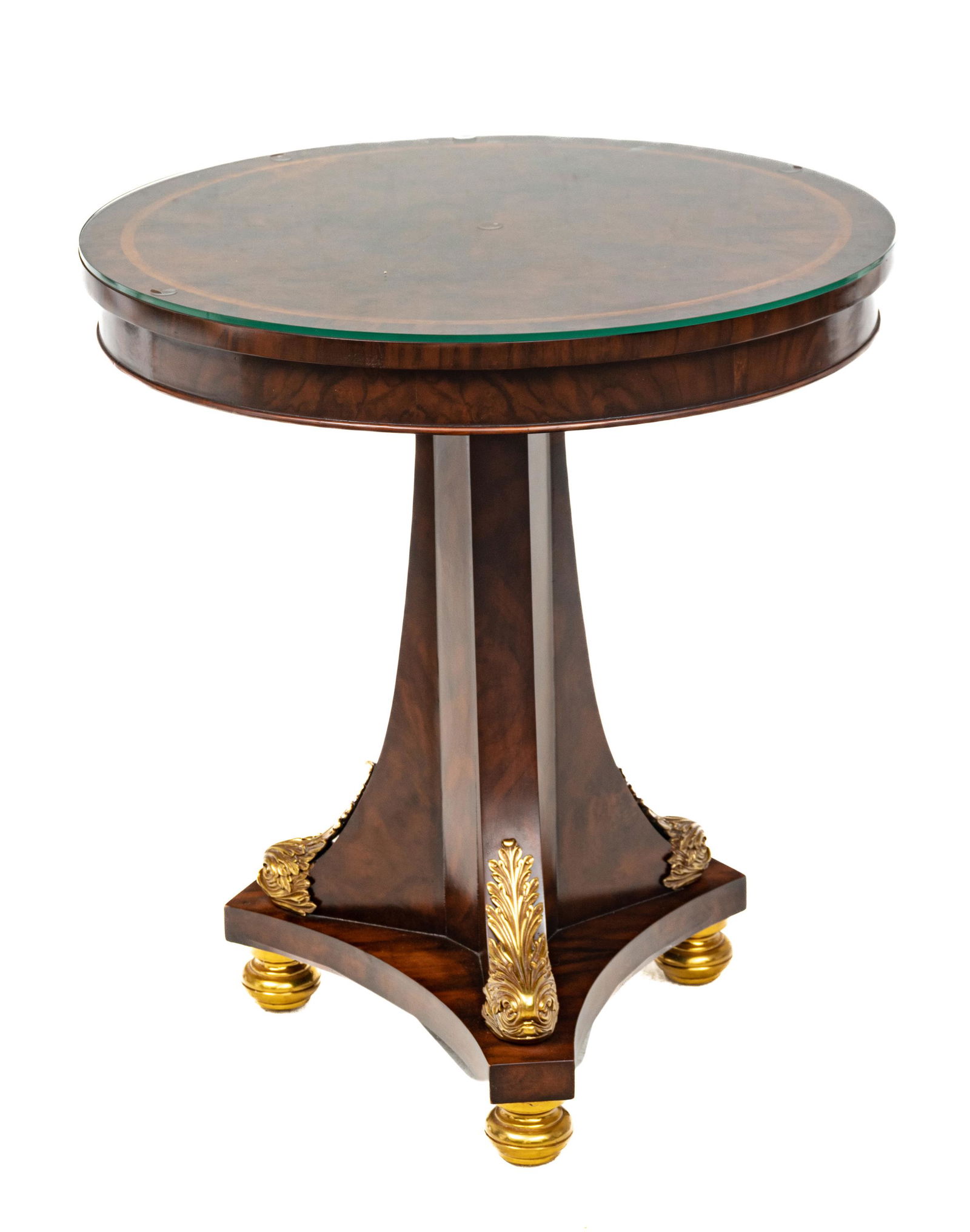 Louis XVI Style Mahogany & Ormolu Side Table, H 27'' Dia. 24'' (1 of 4)