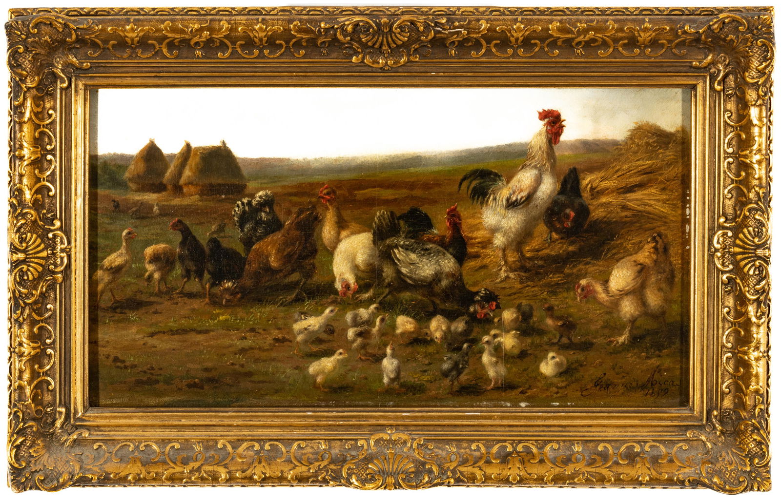 Jeanne Sarah Nathalie Micas (French, 1824-1889) Oil On Beveled Wood Panel H 8.5'' W 17'' (1 of 5)