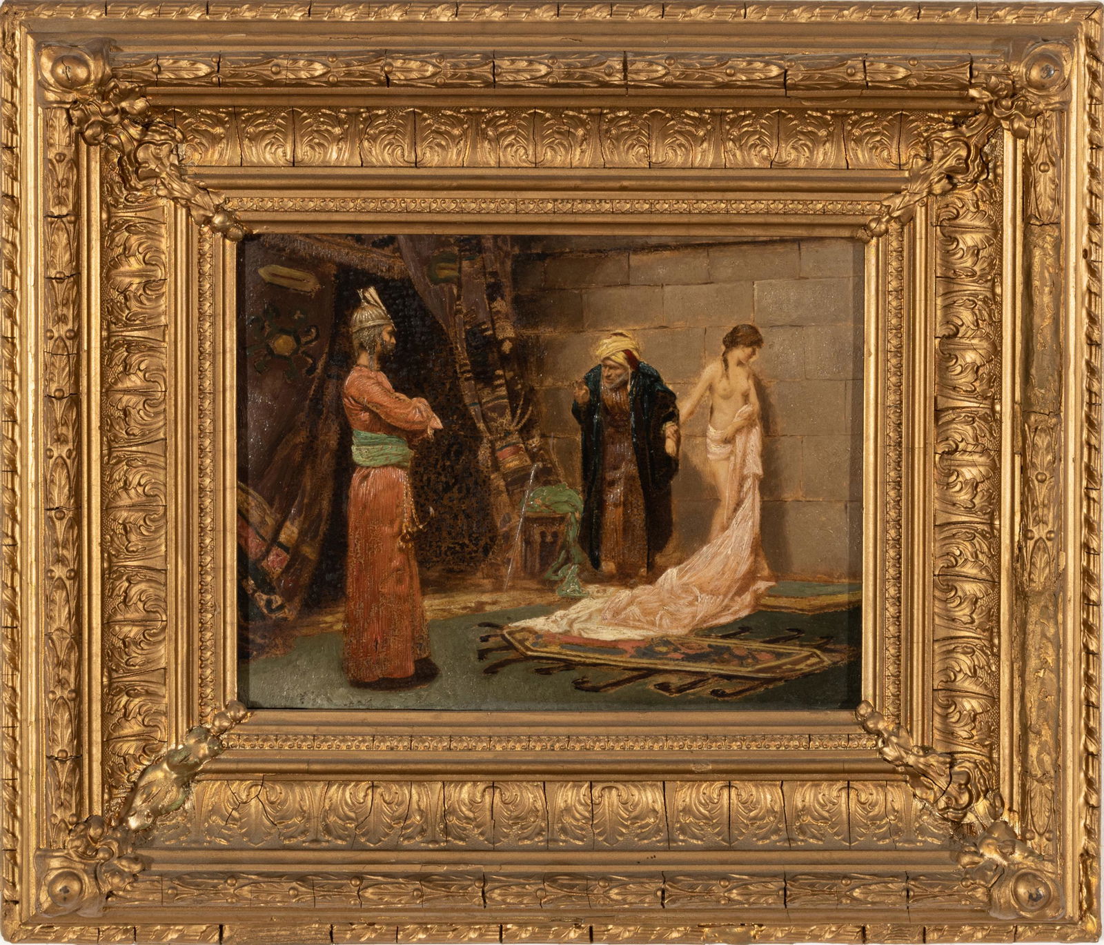 After Frederick Vezin (American, 1859-1942) Oil On Beveled Mahogany Panel, Ca. 1880, "Sale Of The Ci (1 of 3)