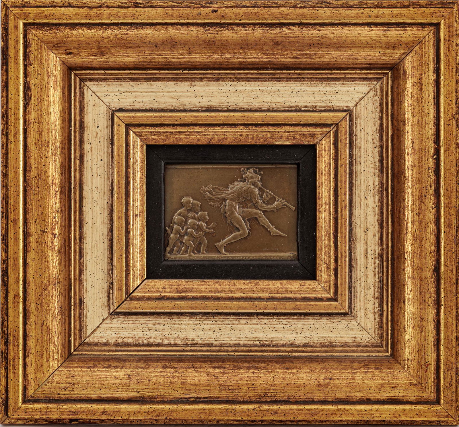Carl Perl, (Austrian, 1876-1965) Bronze Miniature Plaque, Pied Piper H 2'' W 2.7'' (1 of 3)