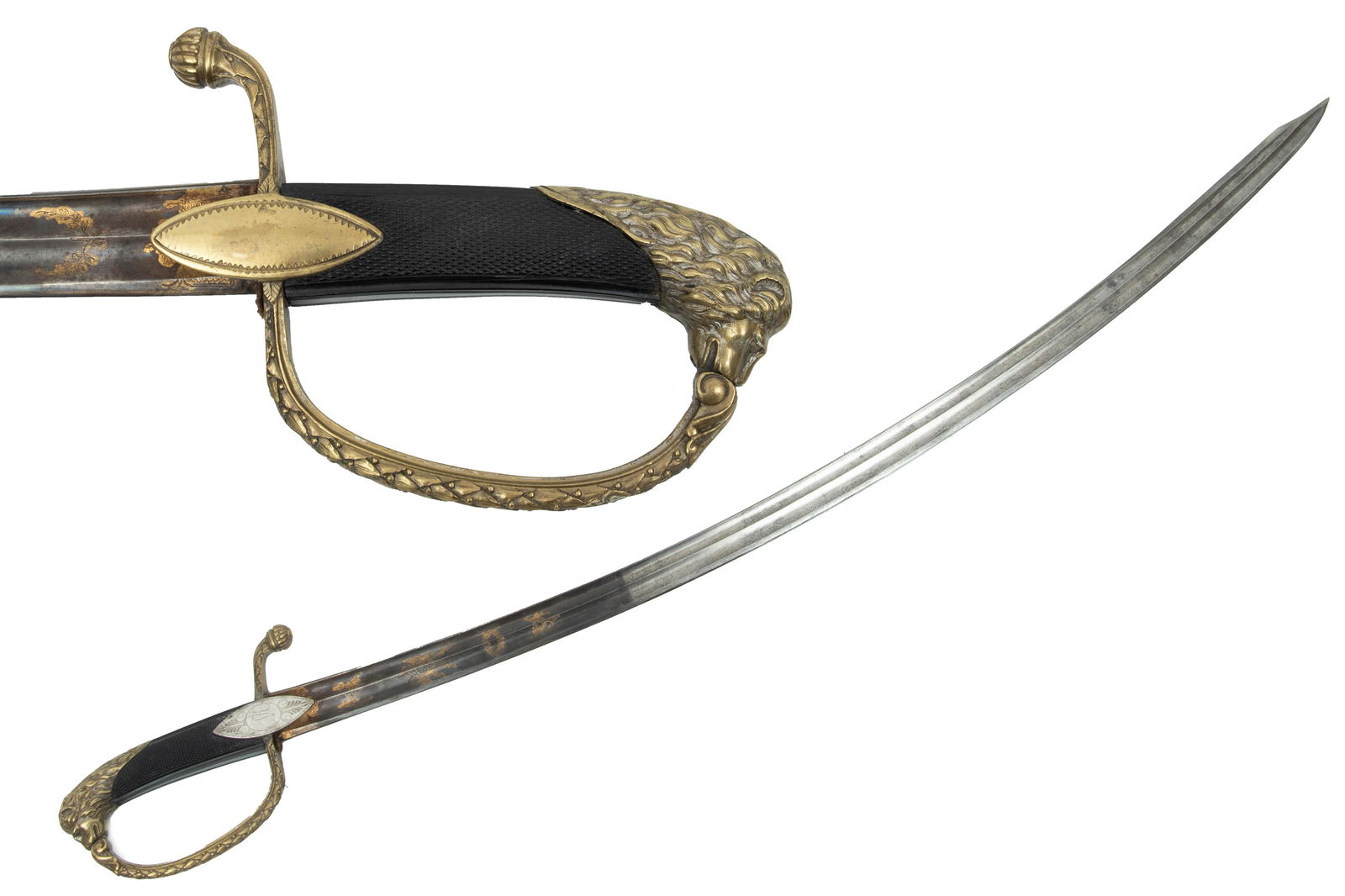 French Bronze Lion's Head Pommel Saber, Ca. 19th C., L 40'' (1 of 6)