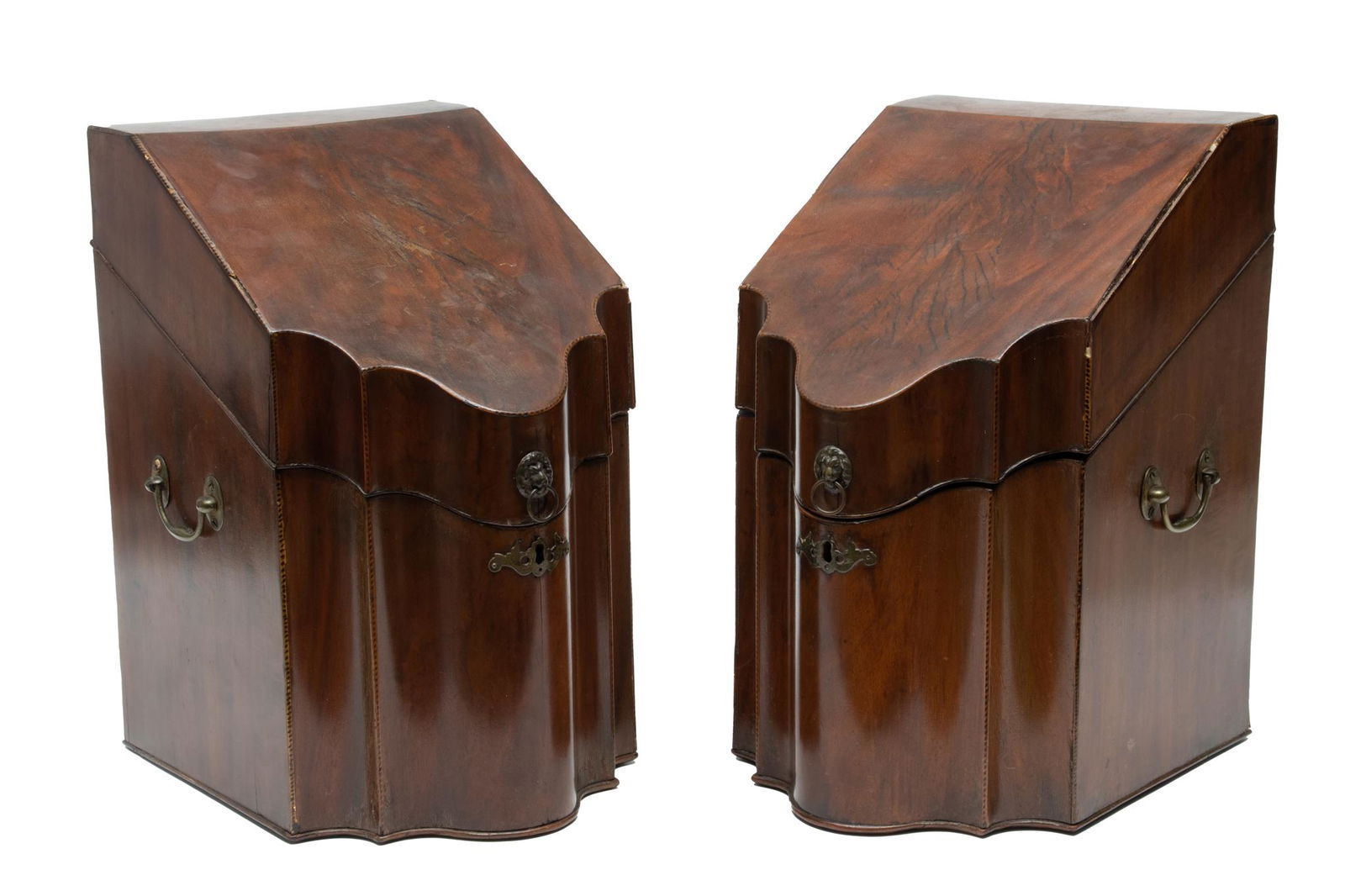 Pair of English Mahogany Knife Boxes, 19th C., H 14.75'' W 9'' Depth 12'' (1 of 5)