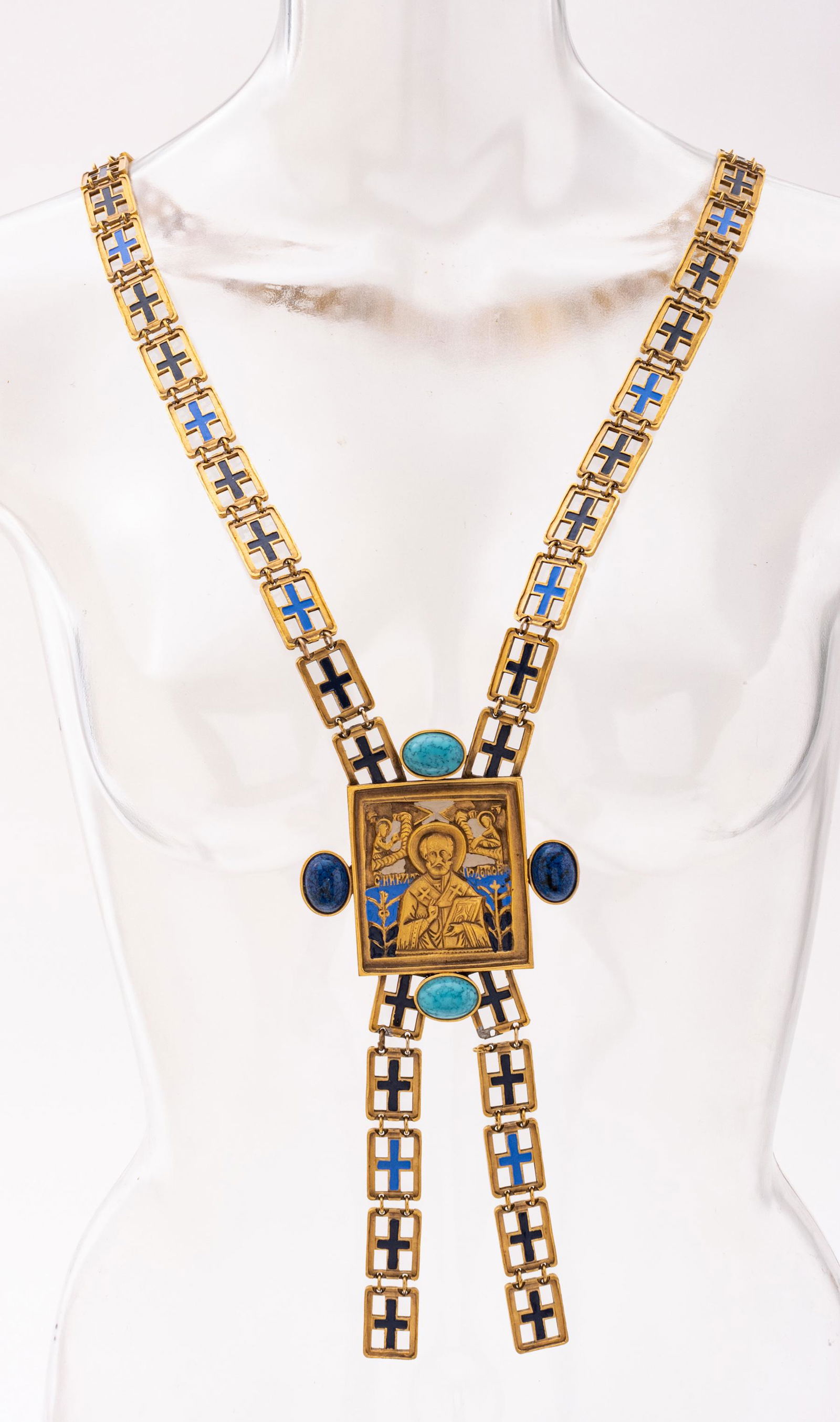 Russian Style Enameled Icon On Chain By Trifari L 32" 5.46t oz (1 of 4)