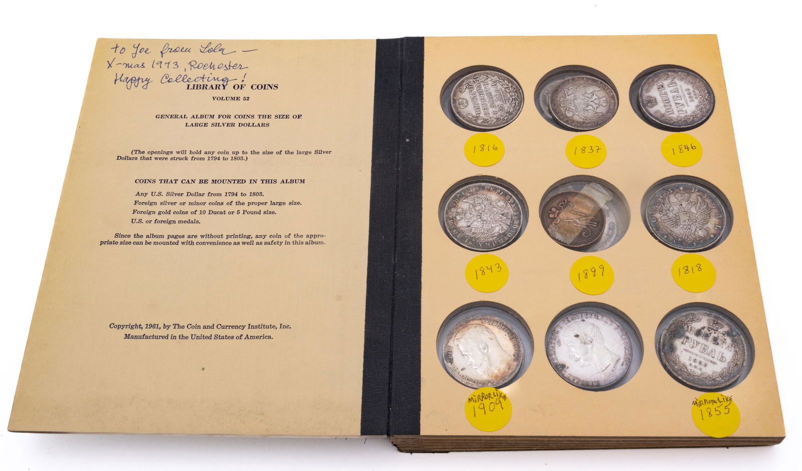 Silver Dollars Of The World Album: 18 Russian, 3 Napoleon Ll (1 of 7)