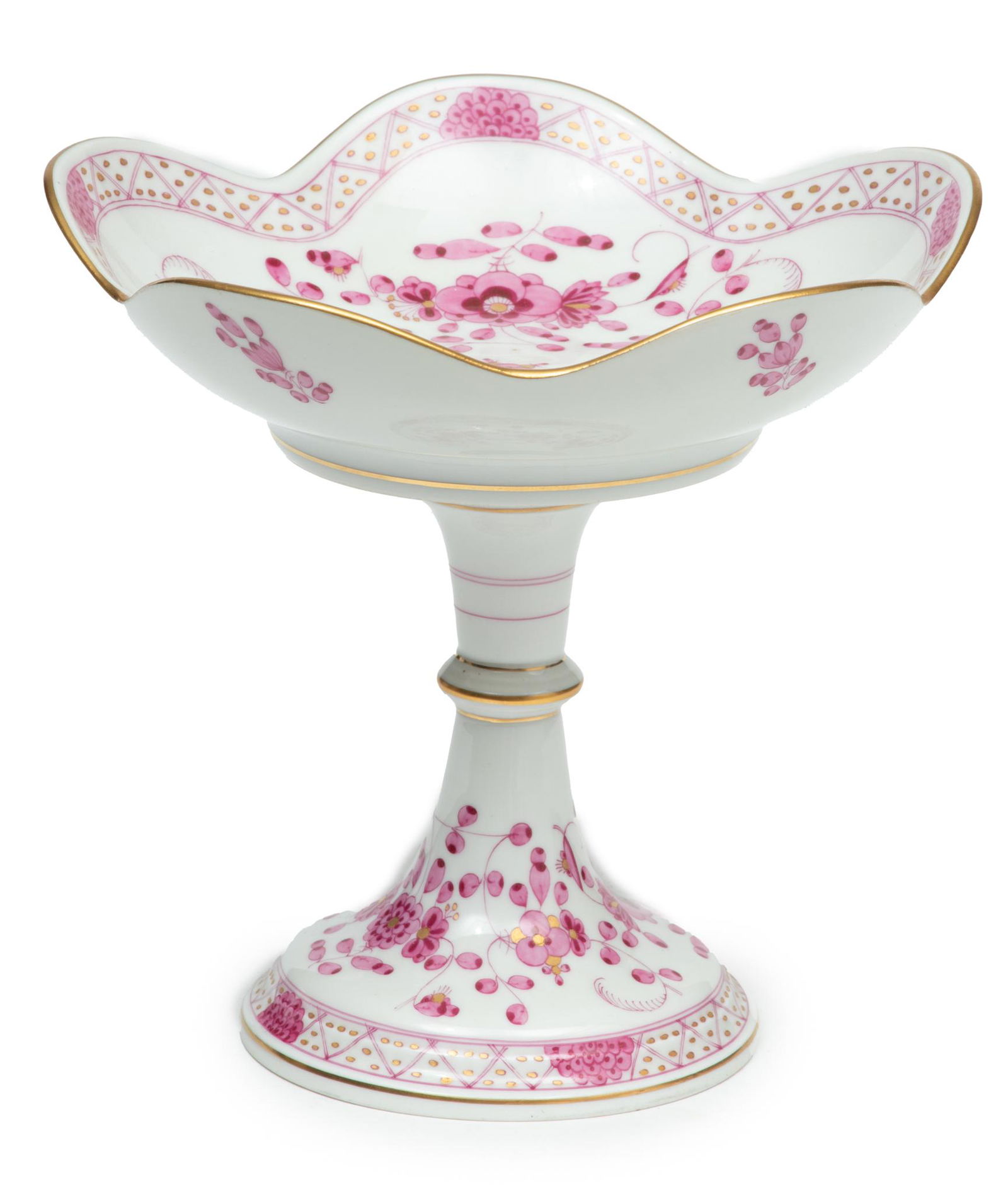 Meissen (German, Est. 1708) 'Indian' Porcelain Footed Compote, H 5.5" Dia. 5.7" (1 of 6)