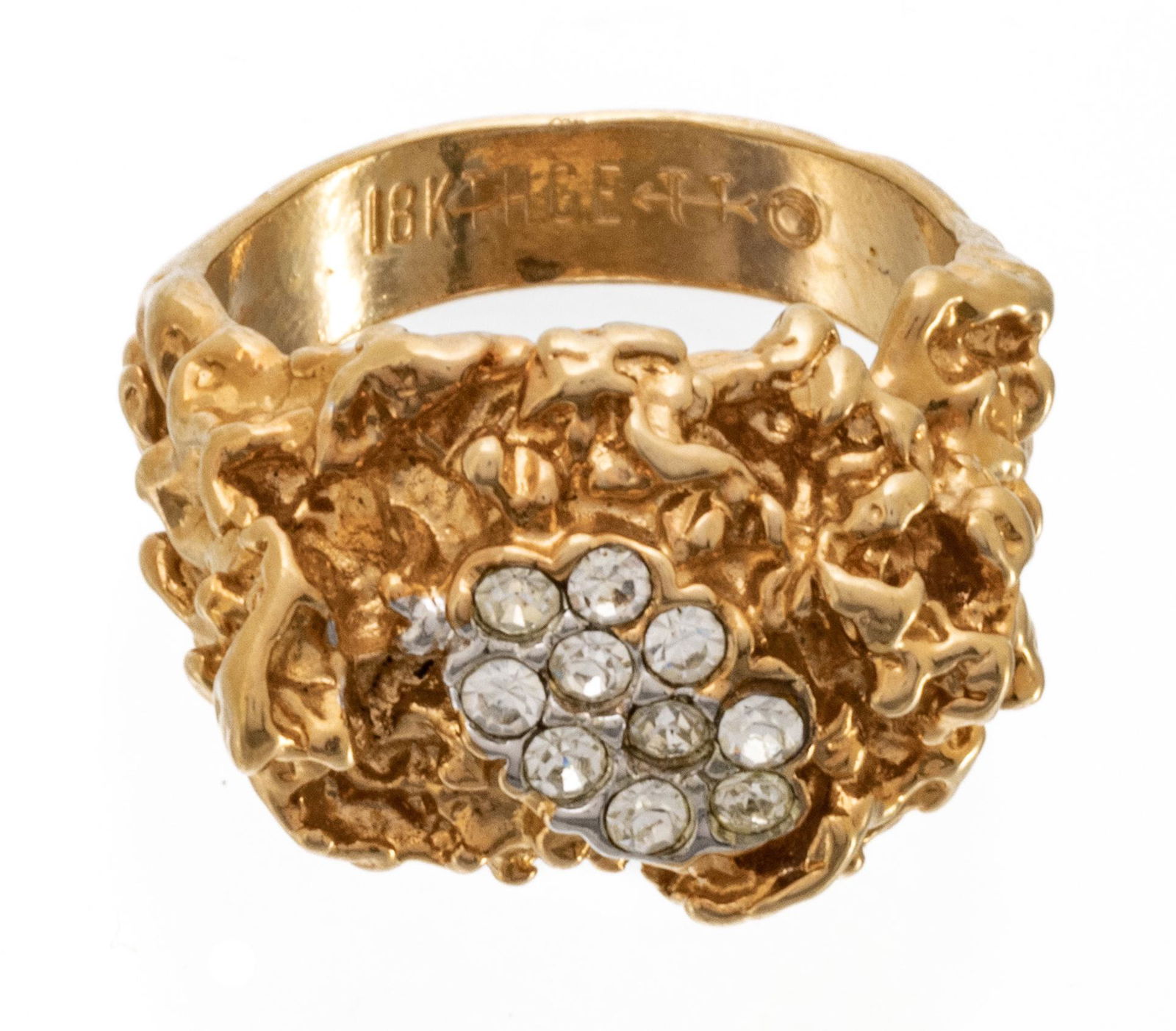 18k Gold Electroplated Man's Ring, , Size 9, 11.8g: 18k Gold Electroplated Man's Ring, , Size 9, 11.8g | Impressed 18K. and HGE. From a prominent Troy, Michigan consignor Provenance: Property of a Troy, MI private collector.