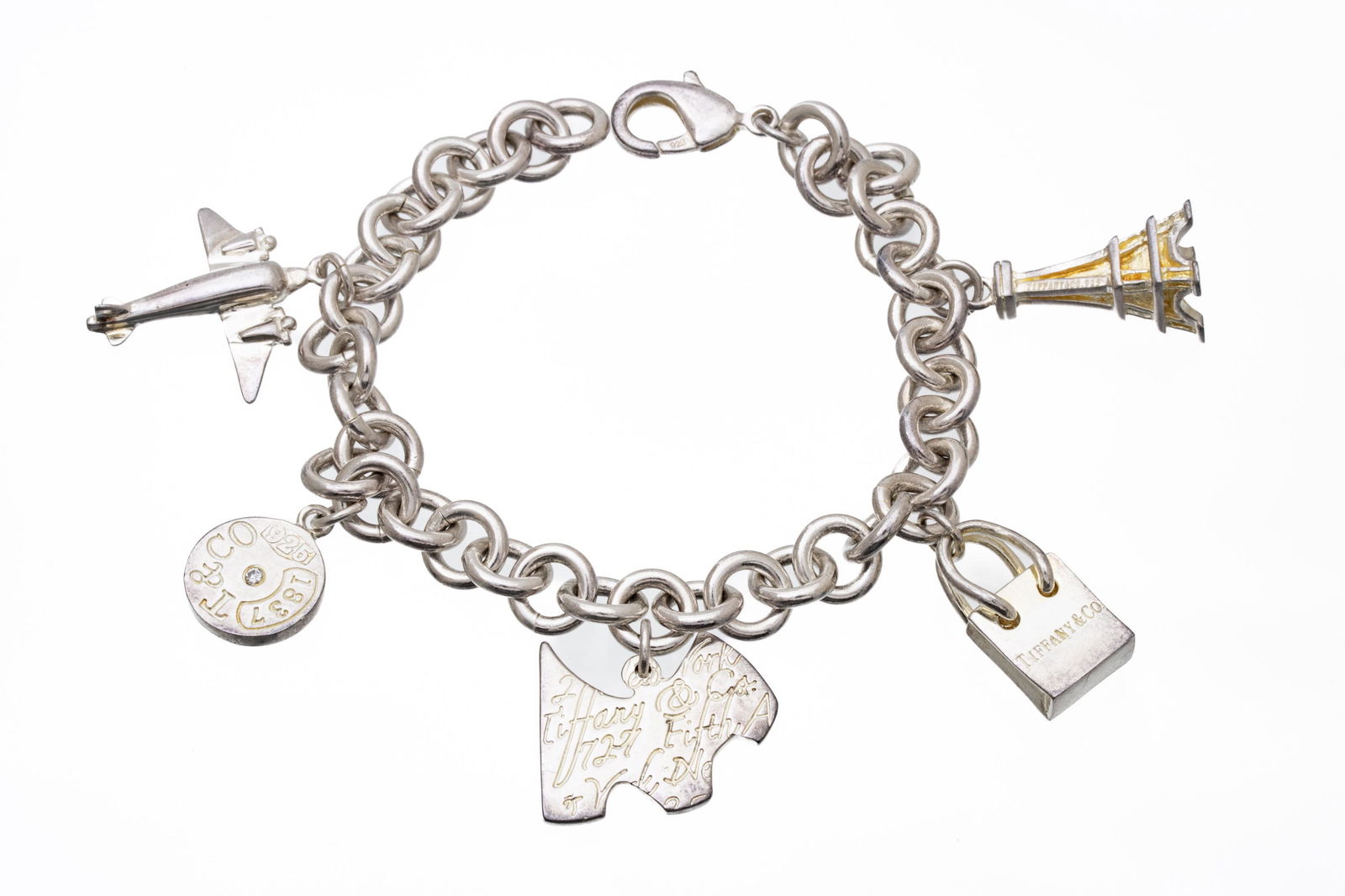Tiffany & Co (American) Sterling Silver Charm Bracelet L 8" (1 of 3)