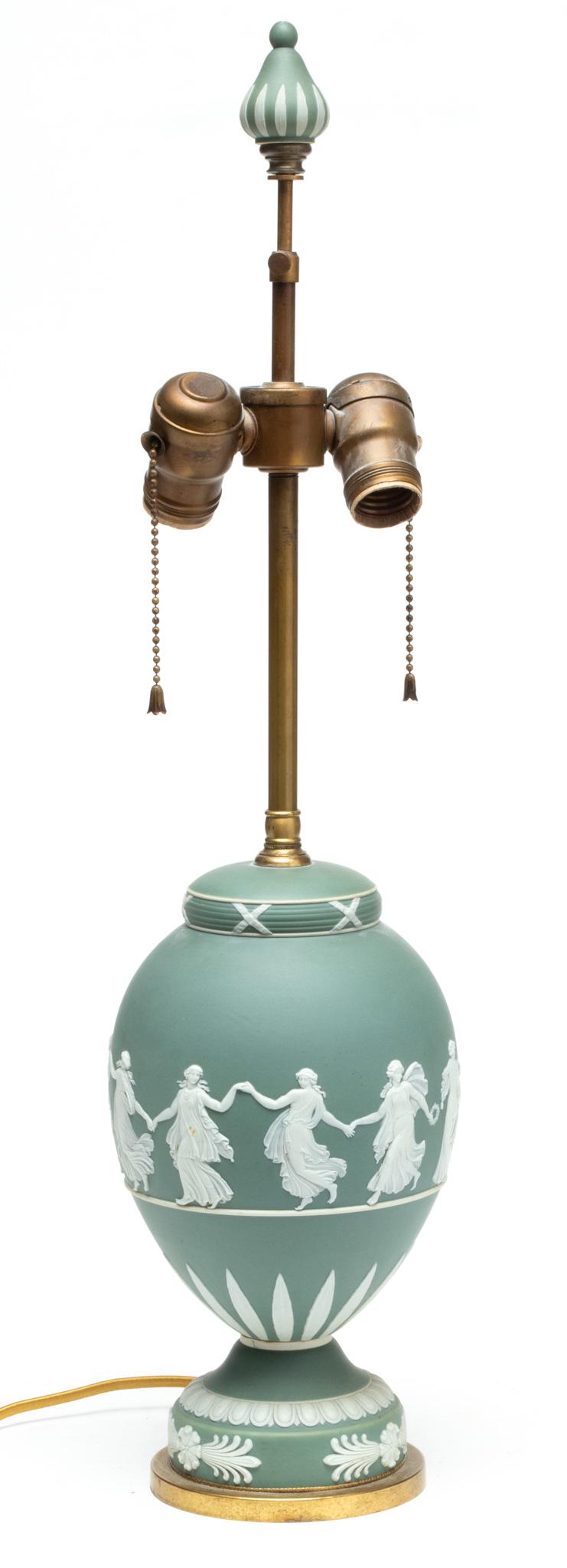 Wedgwood Jasperware Table Lamp "dance Of Hours", H 24" Dia. 6" Auction