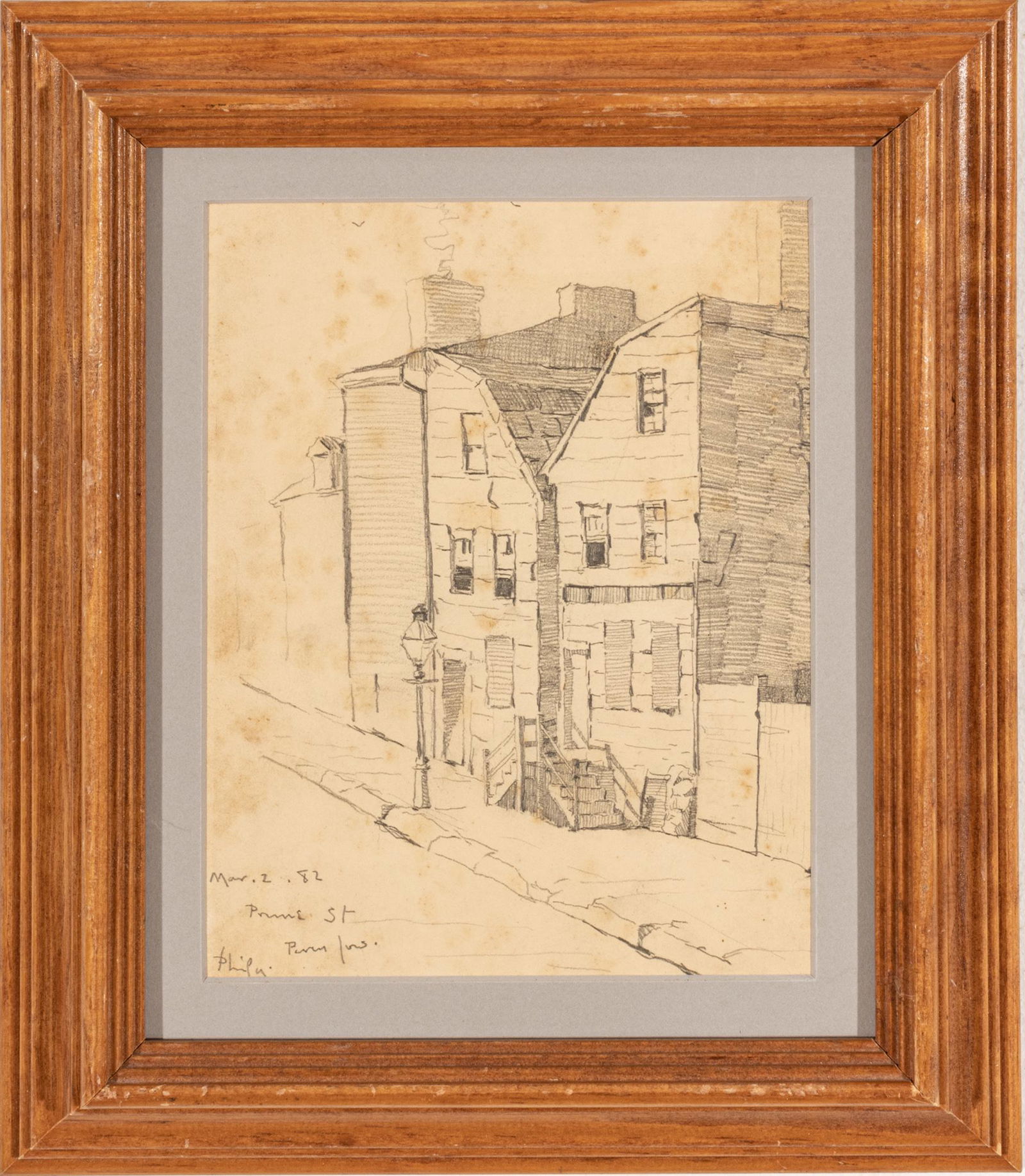 Percy Ives (American, 1864-1928) Pencil Drawing On Paper, Philadelphia Street Scene, H 8.25" W 6.25" (1 of 4)