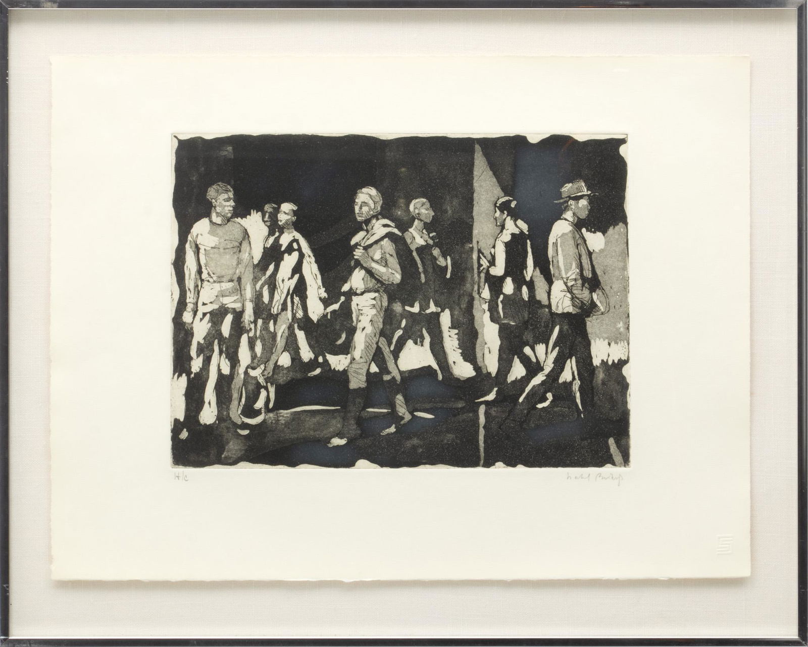 Isabel Bishop (American, 1902-1988) Etching And Aquatint On Wove Paper, 1969, Men And Women Walking,: Isabel Bishop (American, 1902-1988) Etching And Aquatint On Wove Paper, 1969, Men And Women Walking, H 8.5" W 11.5" | Signed in pencil lower right and annotated HC lower left, with full margins. Catal
