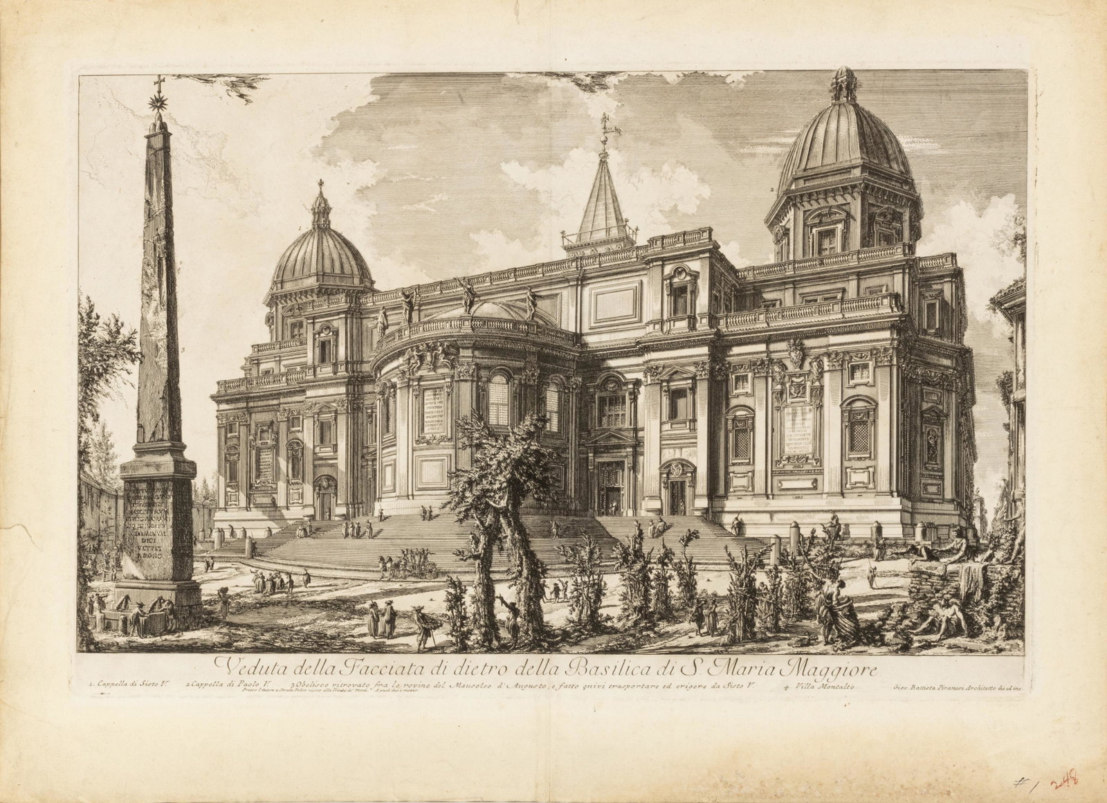Giovanni Battista Piranesi (Italian, 1720-1778) Etching On Paper, Laid Down, Basilica Of S. Maria Ma: Giovanni Battista Piranesi (Italian, 1720-1778) Etching On Paper, Laid Down, Basilica Of S. Maria Maggiore, From Veduta Di Roma, H 16" W 24" | At bottom center: Veduta della Facciata di dietro della B