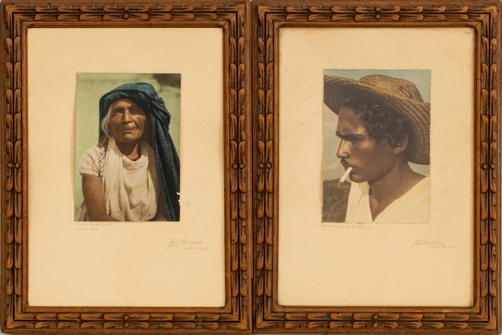 Hugo Brehme (GERMAN/MEXICAN, 1882-1954) Hand Colored Gelatin Silver Prints Mexican Portraits, Group: Hugo Brehme (GERMAN/MEXICAN, 1882-1954) Hand Colored Gelatin Silver Prints Mexican Portraits, Group Of Two Works H 6.3" W 4.5" | Signed and titled on original mount of each.
