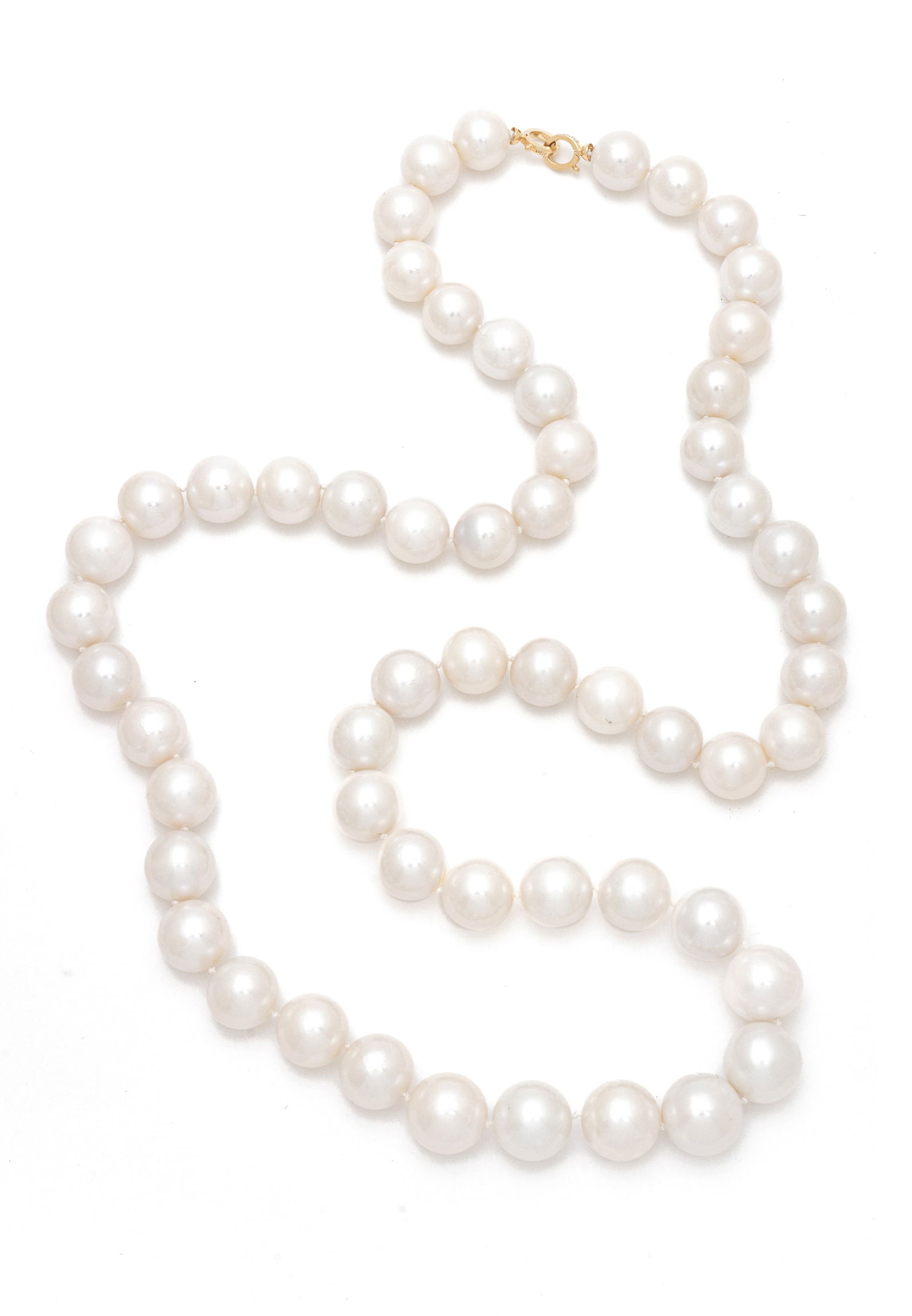 South Sea Pearl (12-15mm) Necklace, 18kt Gold & Diamond Clasp, L 30" 168g (1 of 4)