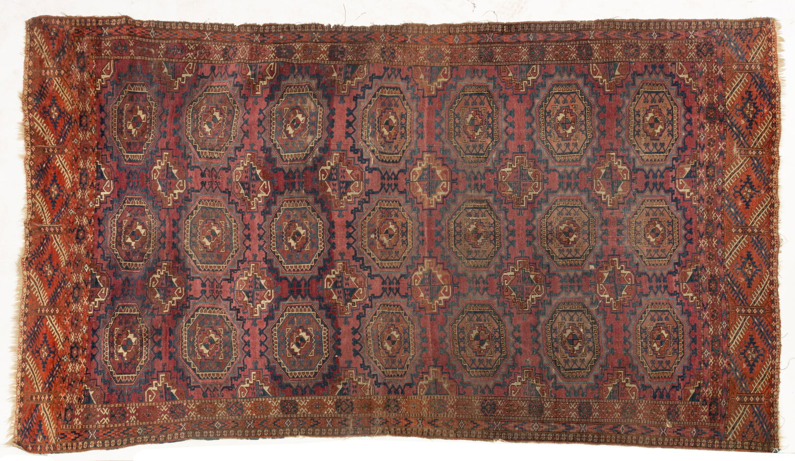 Turkoman Antique Hand Woven Wool Dowry Rug Ca. 1850, W 4' 1.5'' L 6' 8'' (1 of 3)