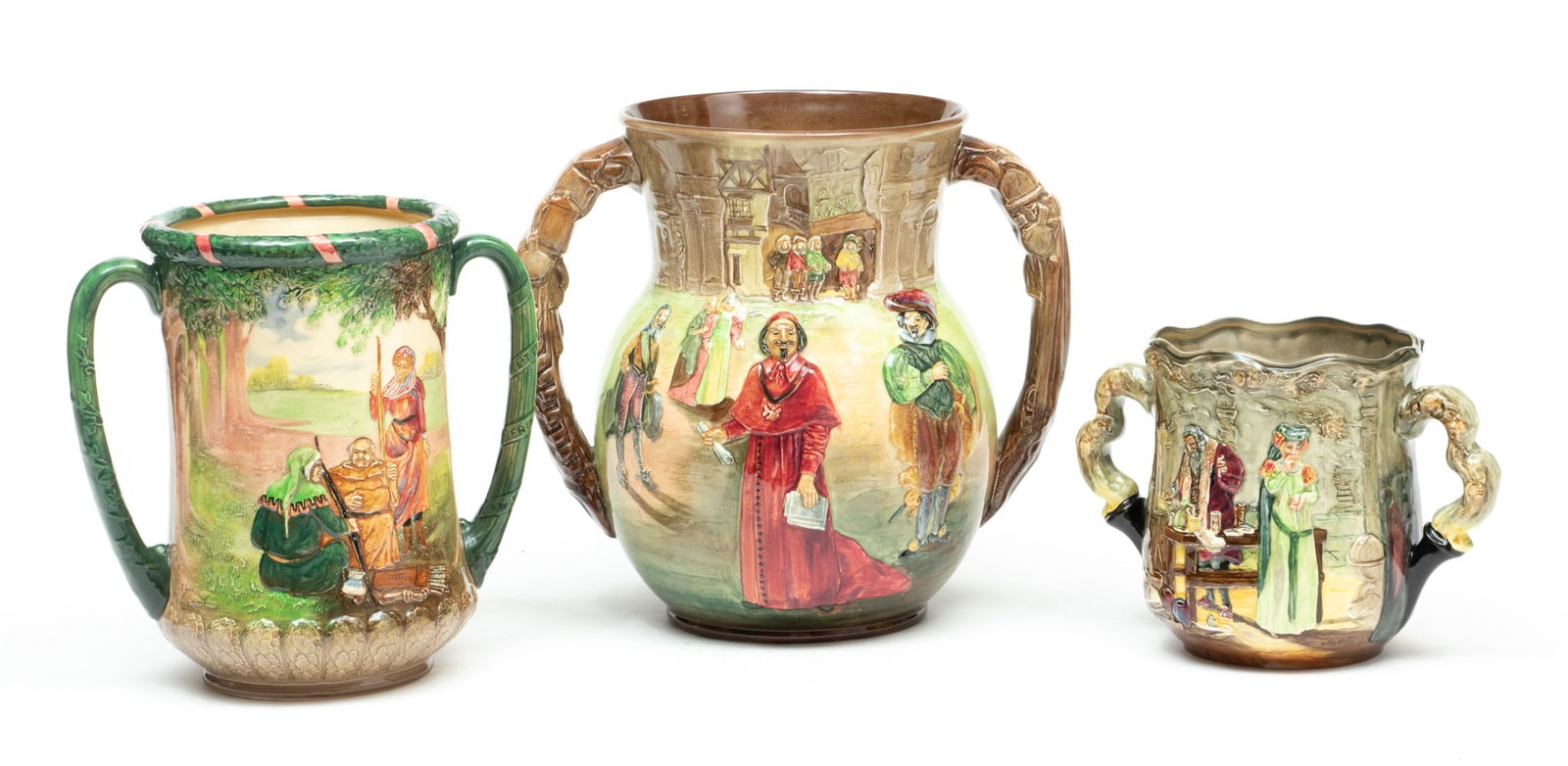 Royal Doulton (British, Est. 1815) Loving Cup & Jugs, Three Musketeers, Robinhood & The Apothecary, (1 of 12)