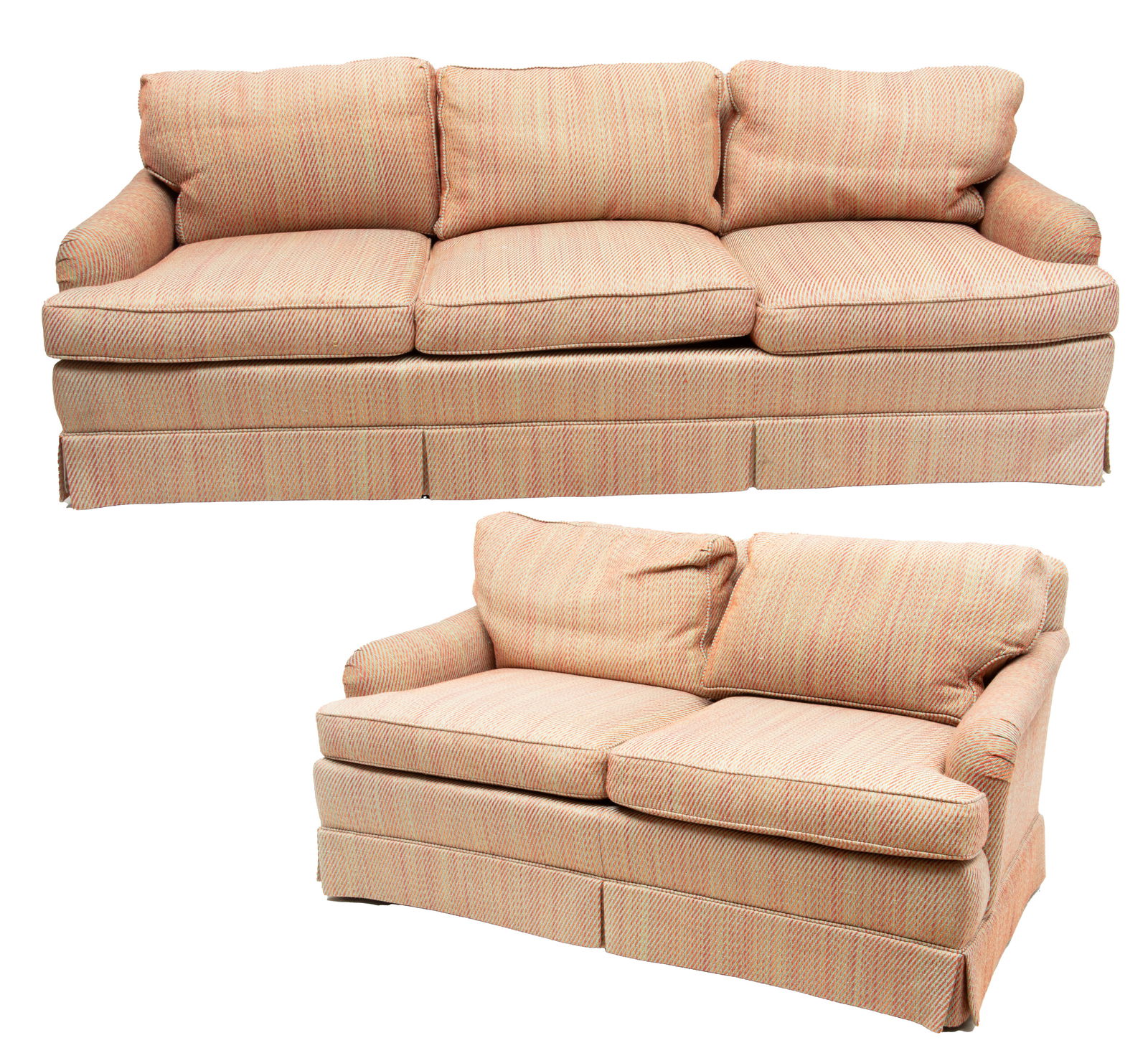 Baker Furniture (American) Upholstered Embroidered Sofas, H 29" W 85" Depth 34" 2 pcs (1 of 7)