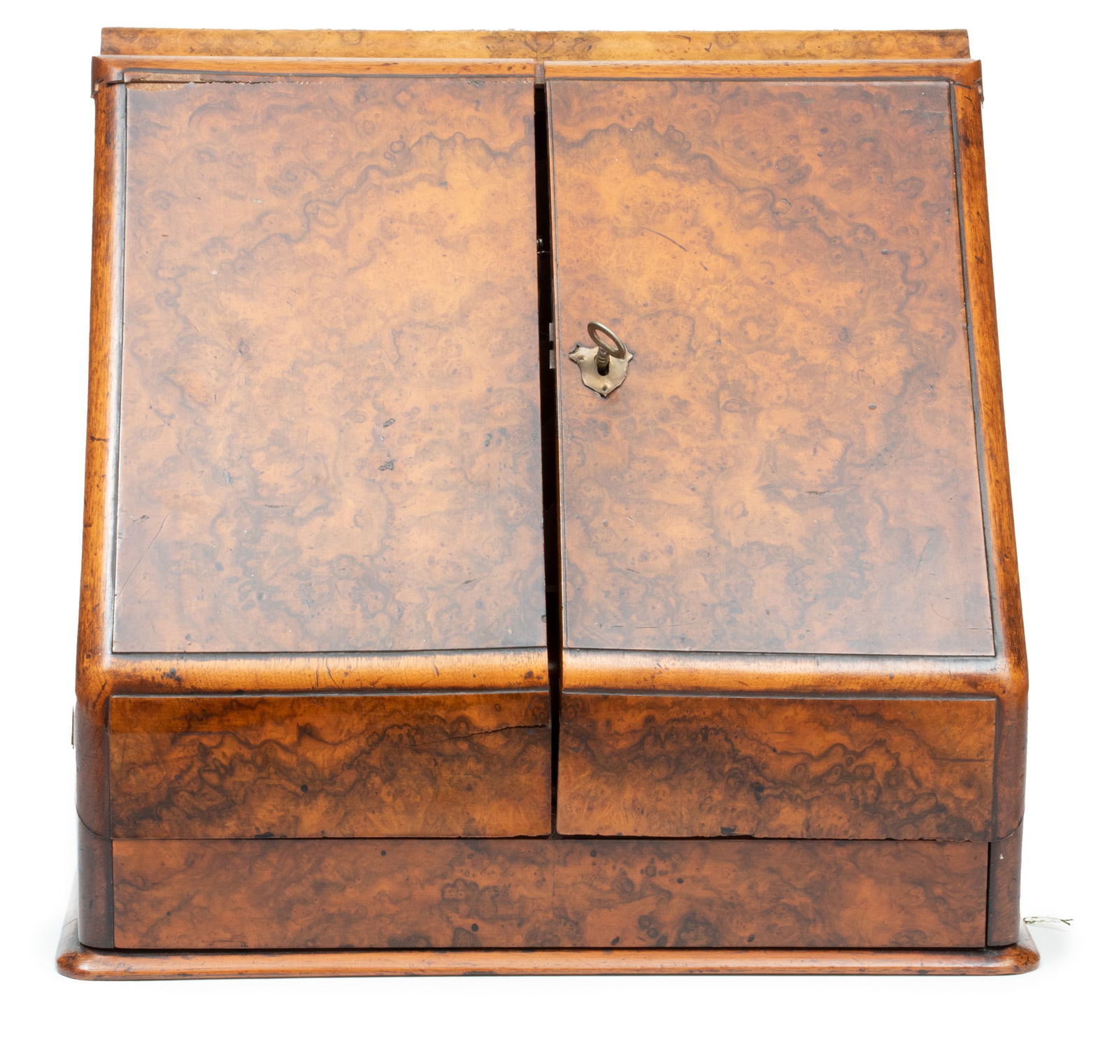 Dublin, Ireland Burled Wood Glasses Case, 19th Century, H 14" W 15.25" Depth 11" (1 of 5)