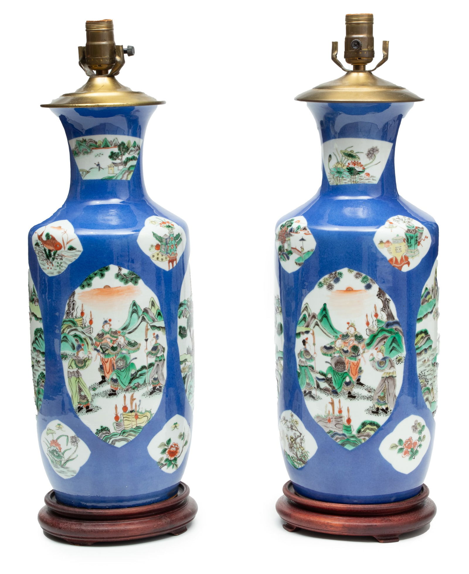 Chinese Kangxi Revival Famille Verte Porcelain Vases Converted To Lamps, Ca. Late 19th/early 20th C. (1 of 8)