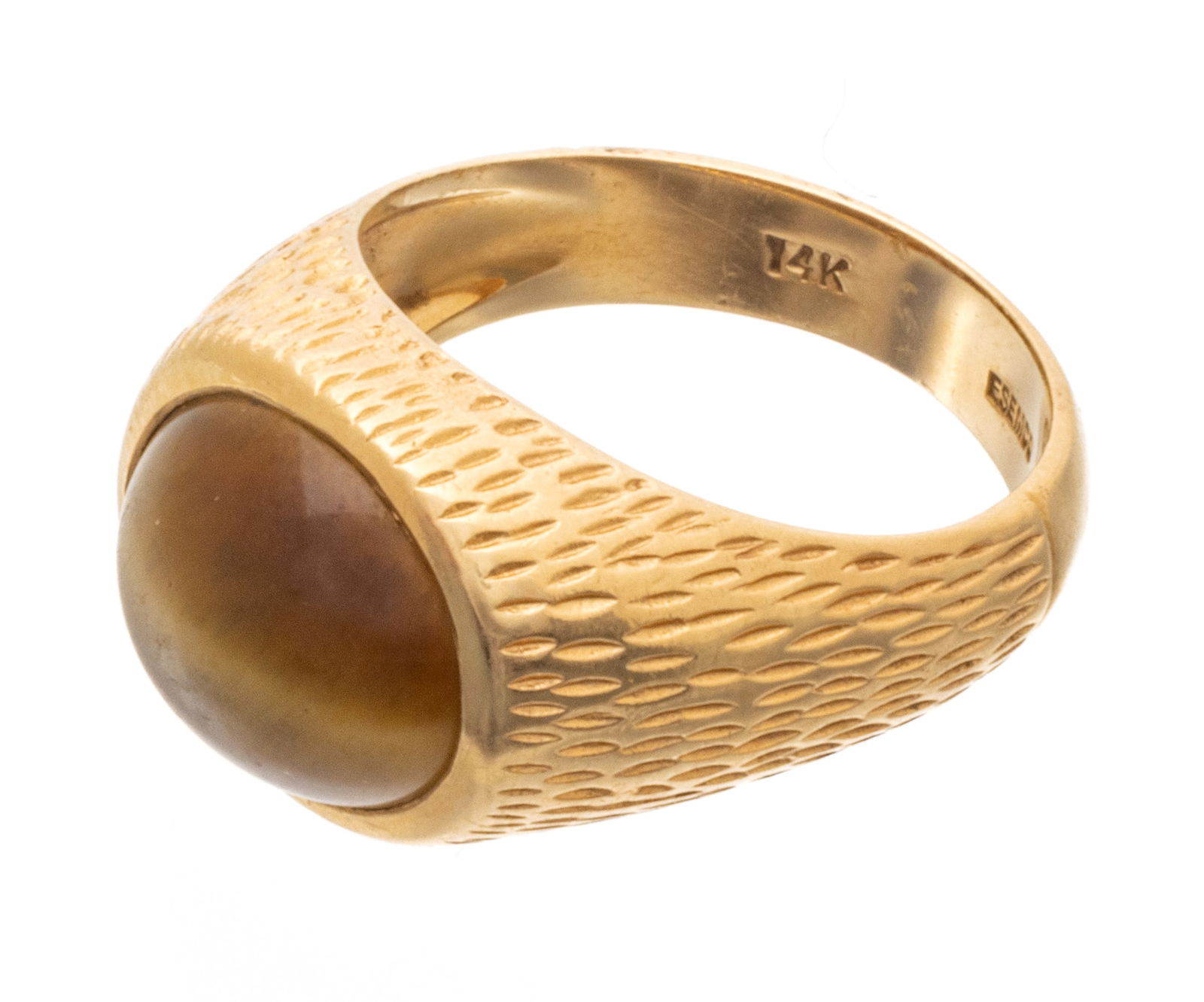 14K Yellow Gold And Tigers Eye Man's Ring, Size9 1/2, 9g (1 of 8)