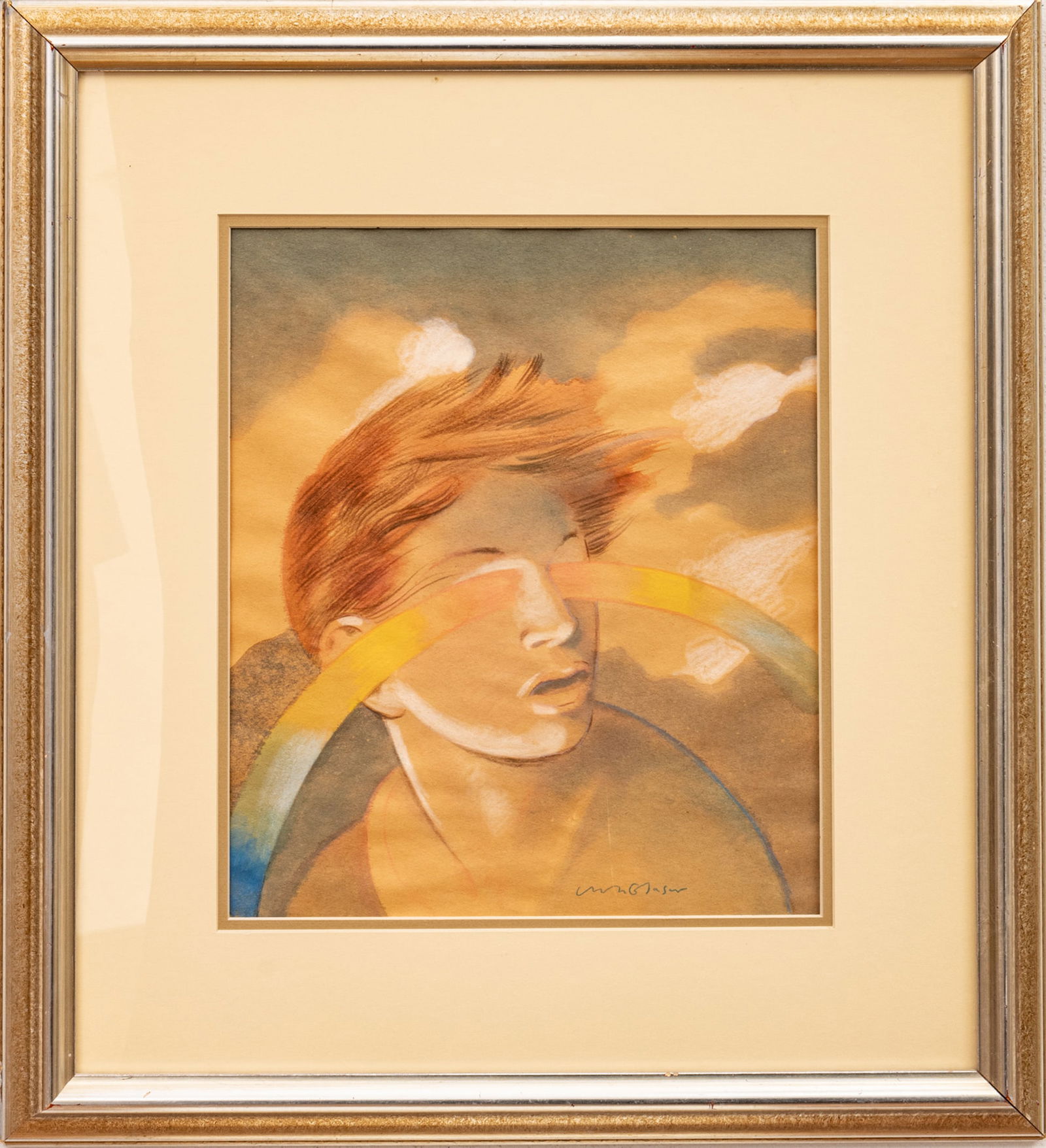 Milton Glaser (American/NYC, 1929-2020) Pastel & Watercolor On Paper, Rainbow Seekers, H 14" W 12" (1 of 4)