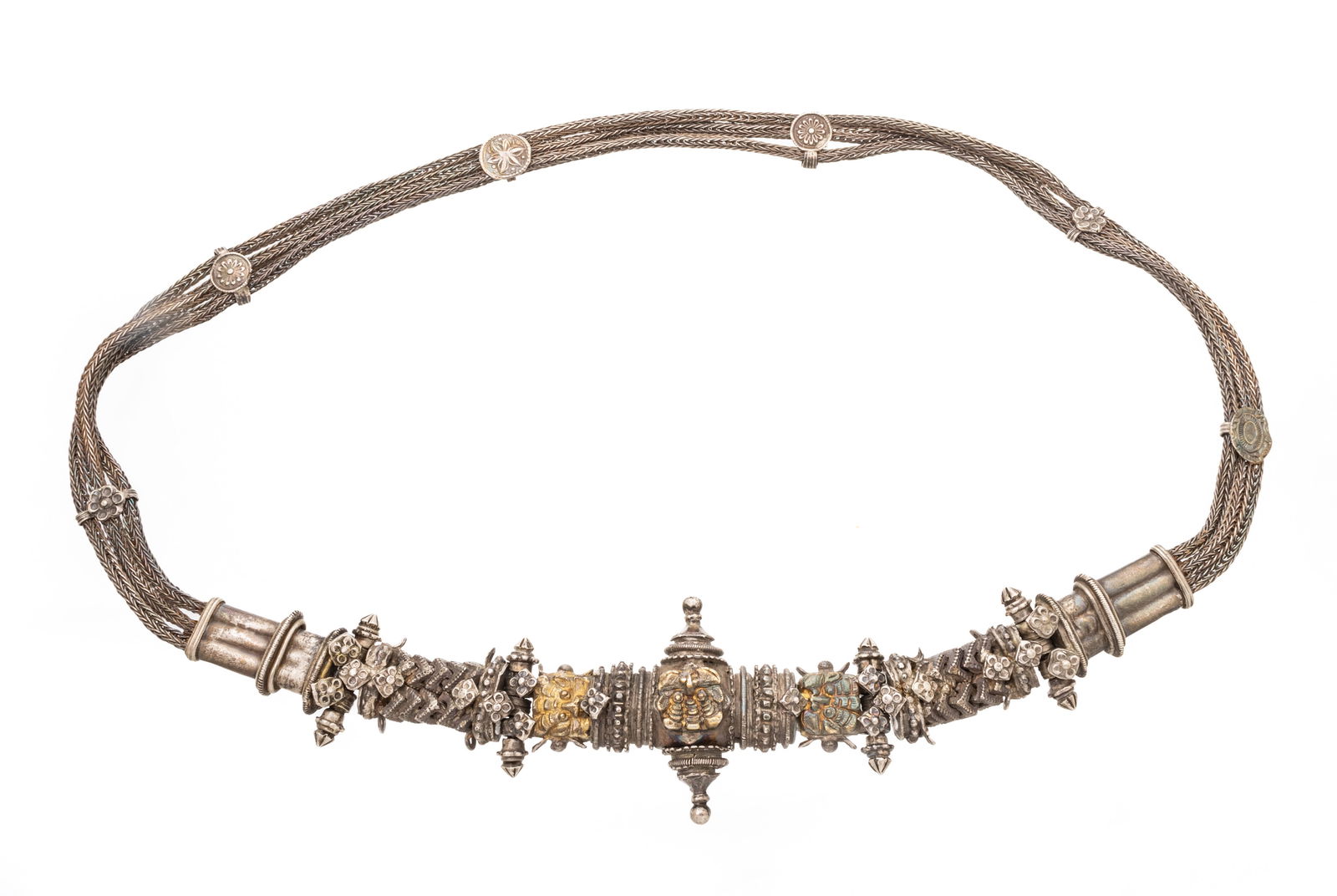 Antique Asian Silver Necklace, L 27" 8.81t oz (1 of 5)