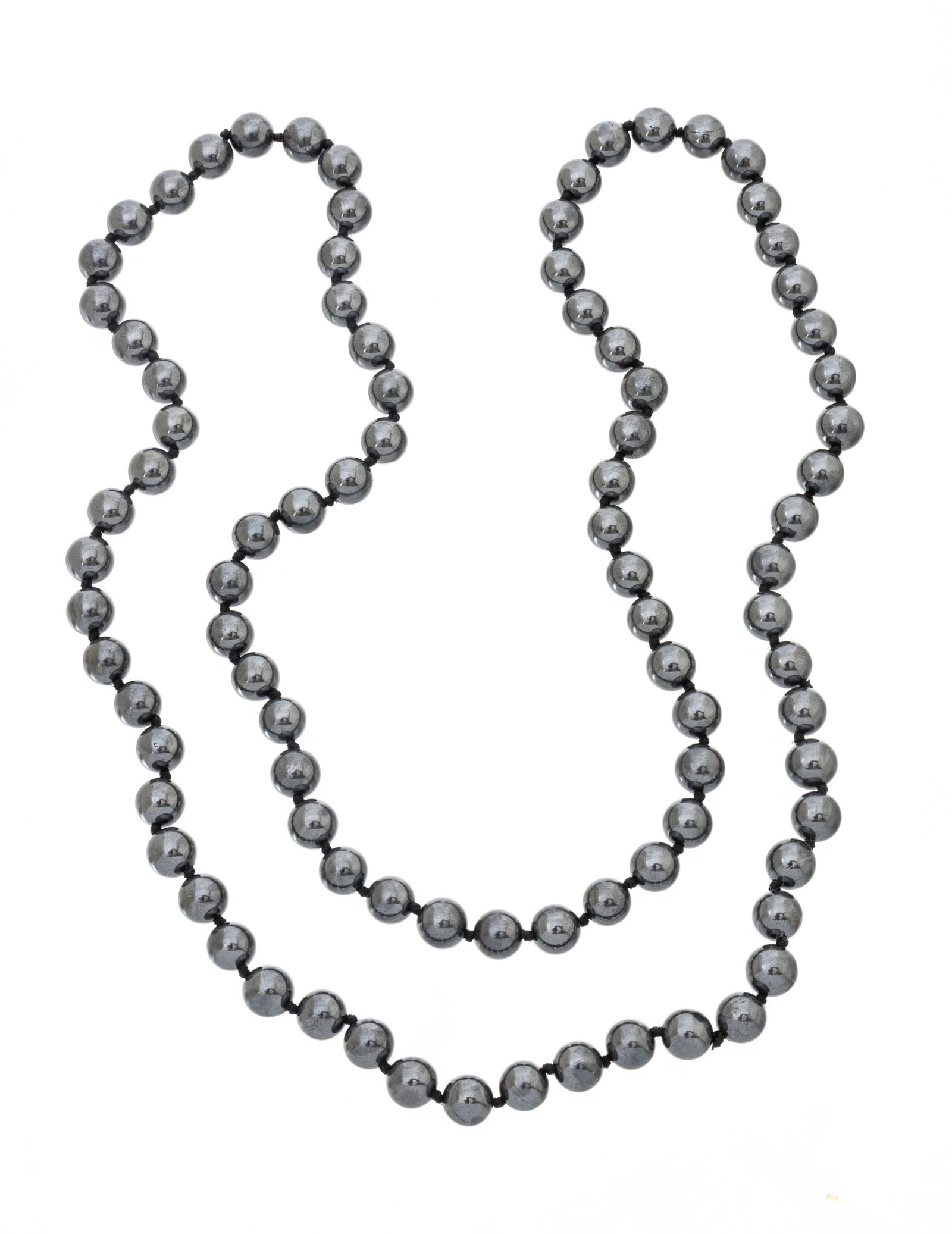 Hematite Bead Necklace, 7-8mm, L 31" 117g (1 of 4)