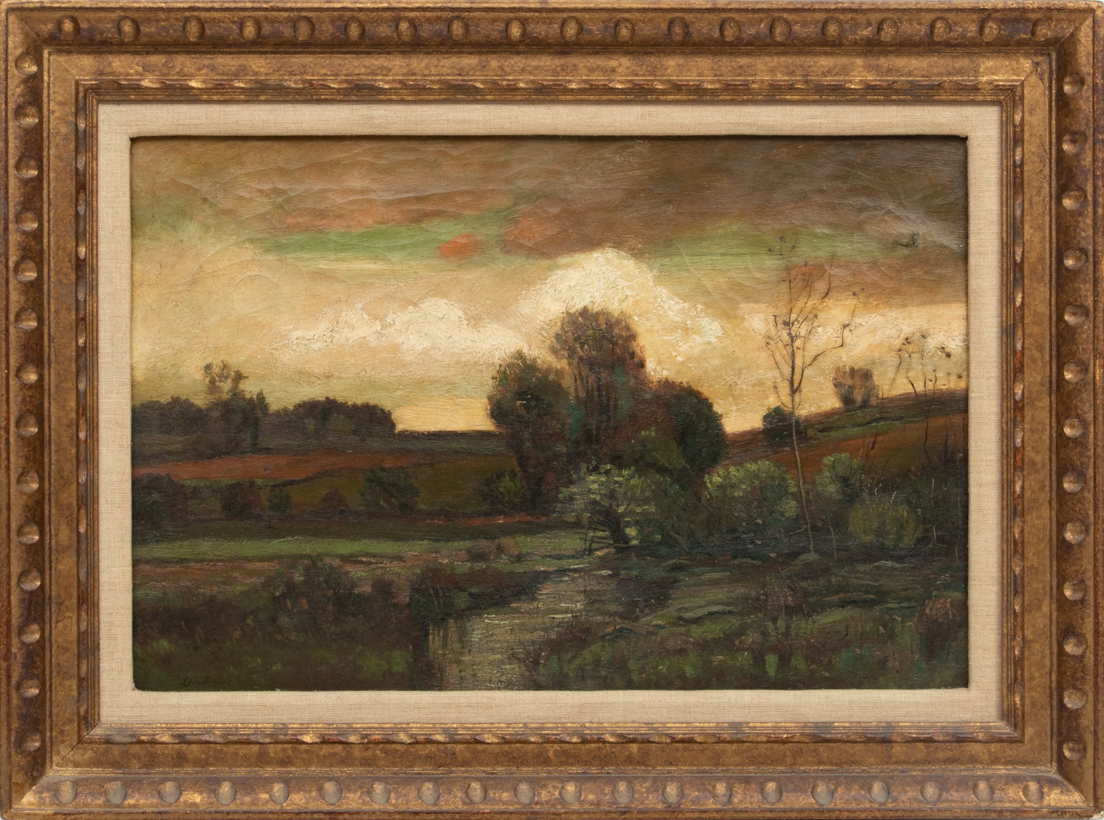 French Barbizon School Oil On Canvas, 19th C., Oise River Landscape, H 16" W 24" Bearing The (1 of 4)