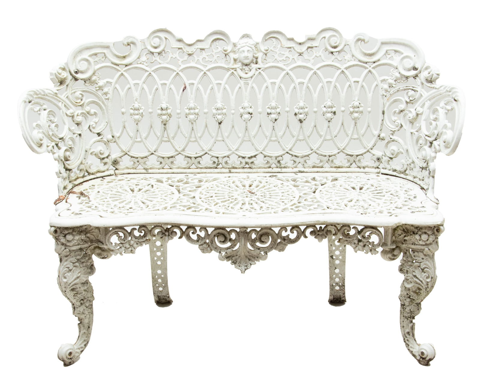 American Rococo Style Cast Iron Garden Bench, H 32" W 44.5" Depth 15" (1 of 4)