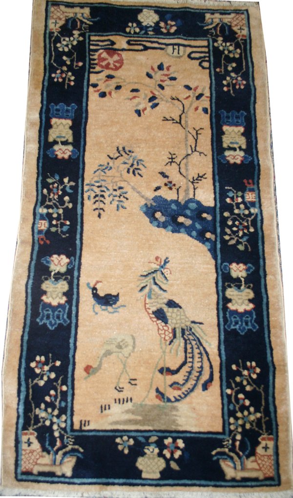 CHINESE RUG, C. 1910, 5' 4" X 2' 6": CHINESE RUG, C. 1910, 5' 4" X 2' 6":