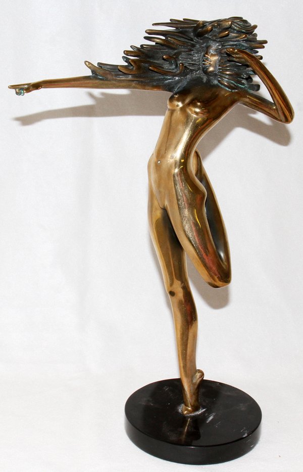 TOM BENNETT BRONZE SCULPTURE, A.P., H 14": TOM BENNETT (1928-), BRONZE SCULPTURE, A.P., H 14", W 10", 'RAINDANCER':Artist Proof Edition of 250, signed and dated 1984. Tom Bennett, American, born 1928.