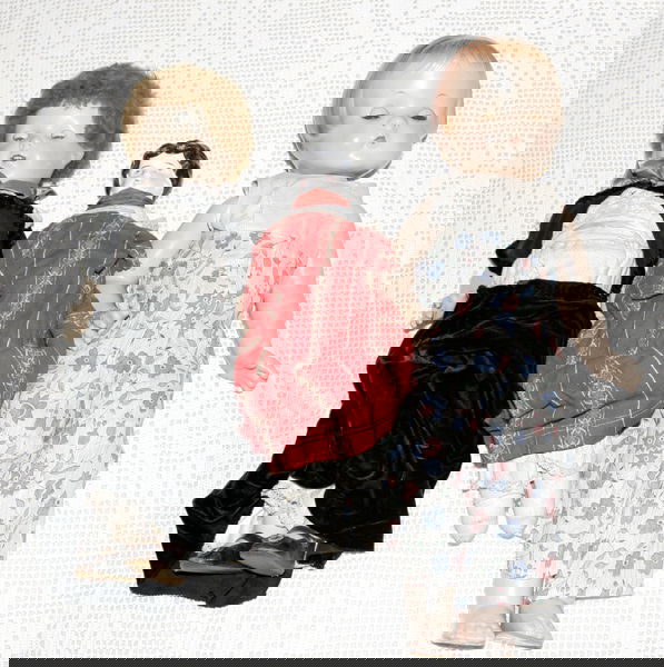 EFFANBEE PATSY ANN DOLL, MARY LEE DOLL: EFFANBEE PATSY ANN DOLL 18", MARY LEE DOLL 16" & VICTORIAN CHINA MOLDED HAIR DOLL 13", 3PCS.: