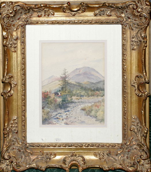 DWIGHT WILLIAM TRYON, WATERCOLOR, LANDSCAPE: DWIGHT WILLIAM TRYON (AMER. 1849 - 1925), WATERCOLOR, LANDSCAPE, 14" X 11":Signed lower left "D.W Tryon". Gilt antique frame. Tryon was strongly influenced by the Barbizon School of painting in France