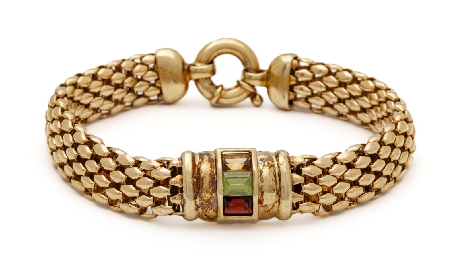 14kt Yellow Gold And Gemstone Bracelet, L 7.5" 26g (1 of 5)