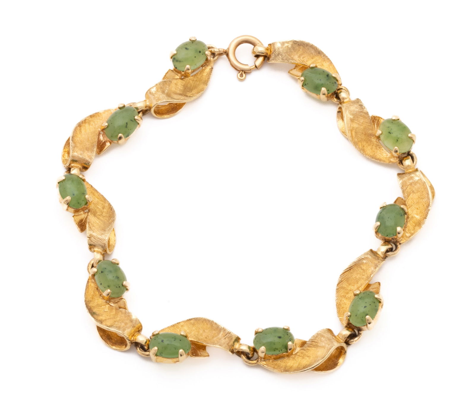 14K Yellow Gold Bracelet, Serpentine Link with Cabochons, L 7" 12.9g (1 of 4)
