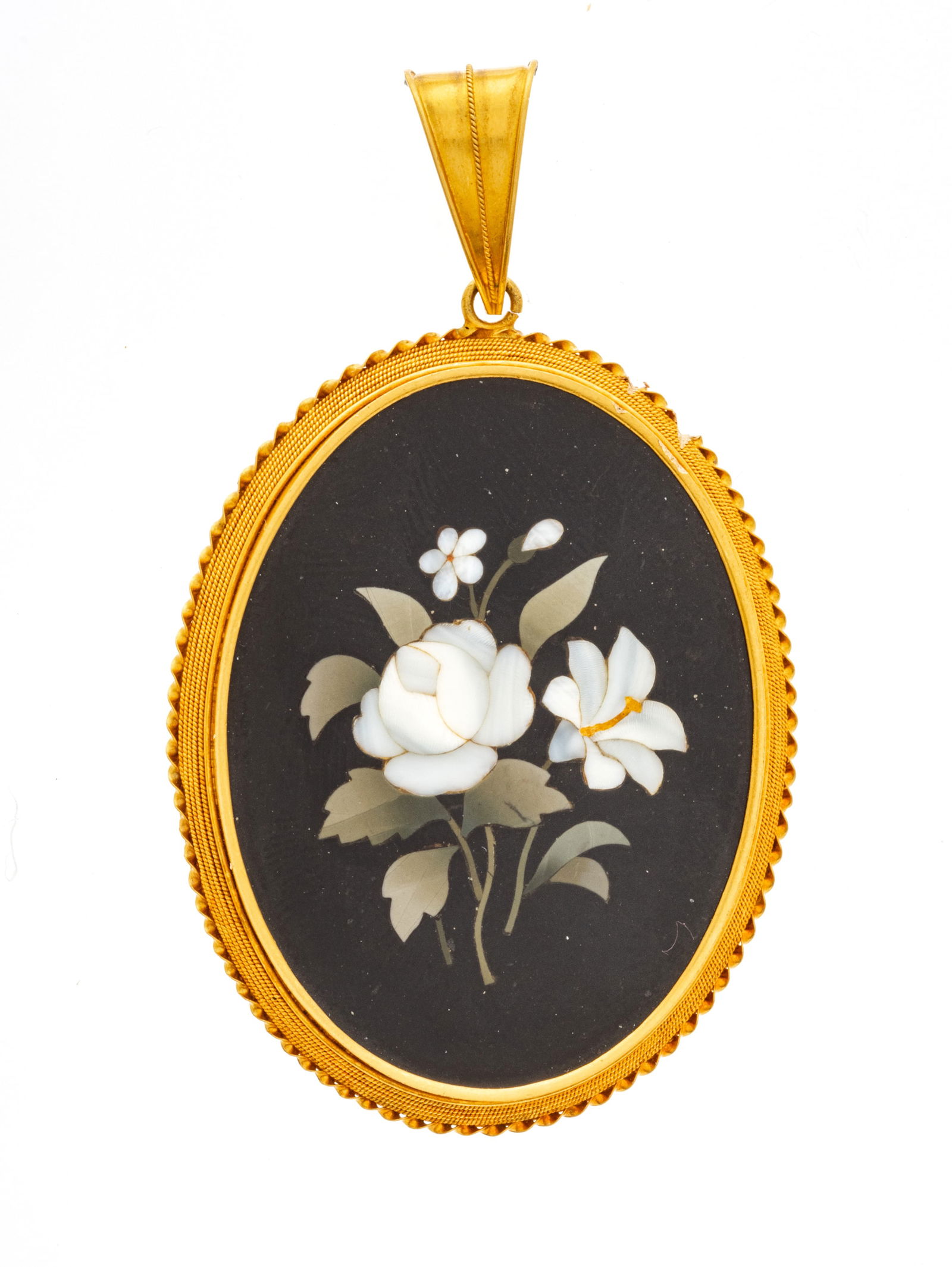 Micro Mosaic (Pietra Dura) 22k Yellow Gold Pendant, W 1.5" L 2.5" 17.3g (1 of 6)