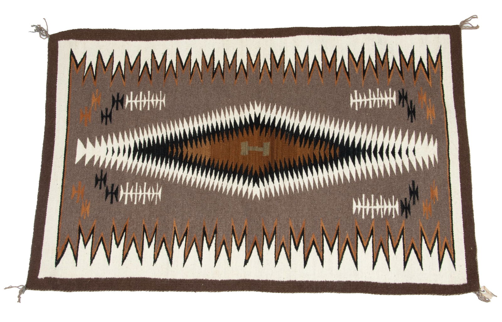 Navajo American Indian Hand Woven Wool Rug, Ca. 1930, Zig Zag Pattern, W 2' 9" L 4' 2" (1 of 4)