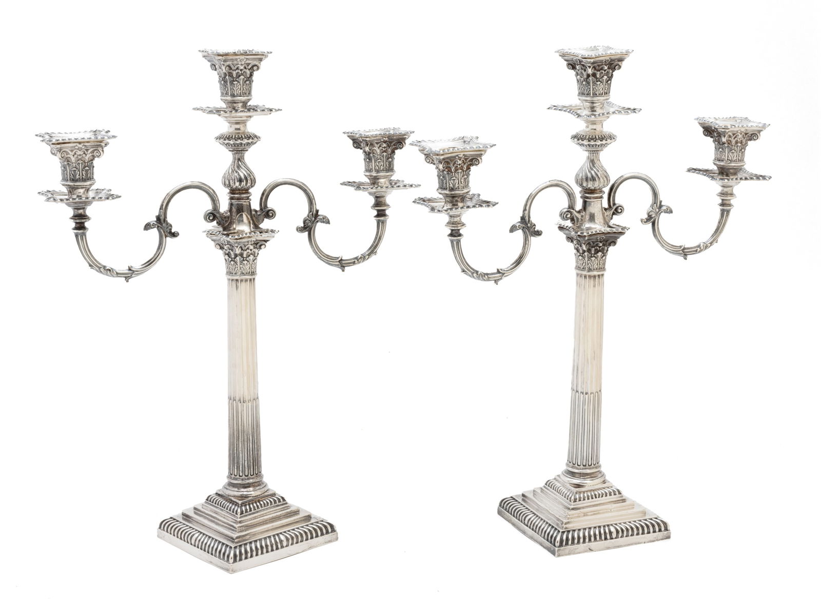Sterling Silver Candelabra, Sheffield, England Ca. 1900, H 18.5" L 13.5" Depth 5" 1 Pair (1 of 6)