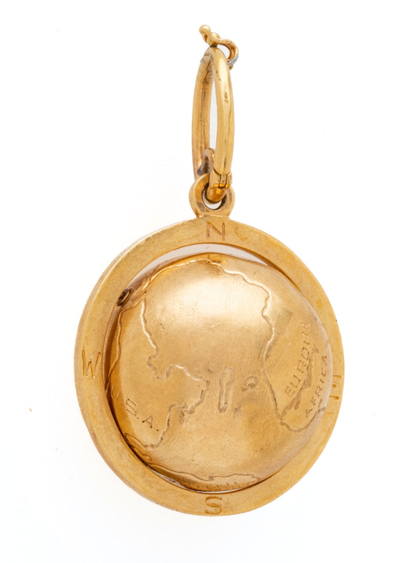 14k Gold Globe of World Key Fob W 1.2" 20.9g (1 of 5)