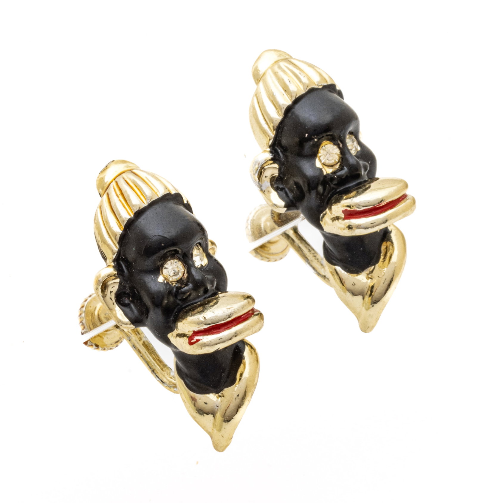 Blackamoor Earrings, Yellow Gold 17.2g: Blackamoor Earrings, Yellow Gold 17.2g | No markings Provenance: From the Estate of Prominent Collector, Leon Zielinski, Macomb County, MI
